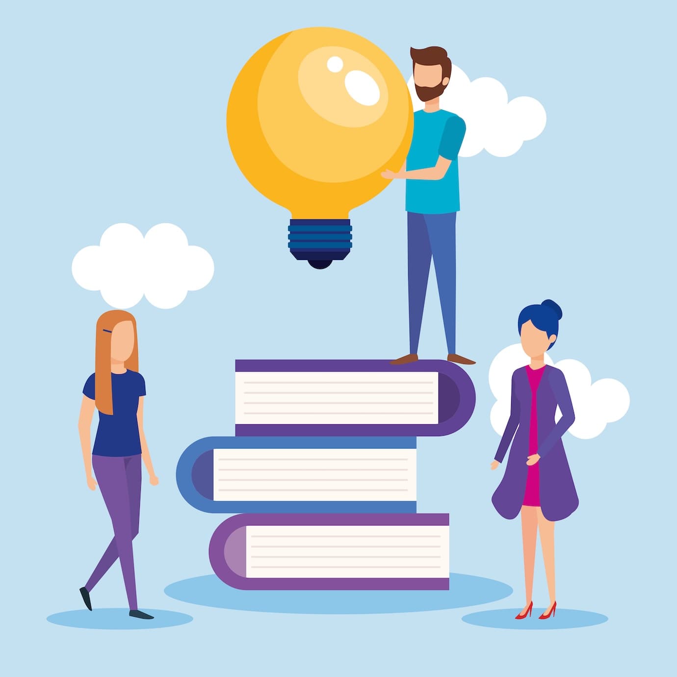 Illustration of teachers with a lightbulb