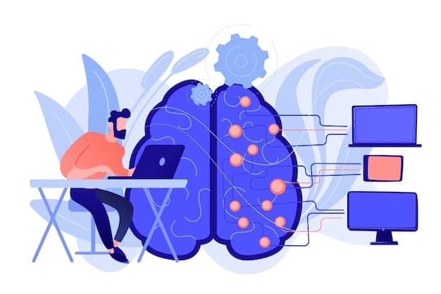 Illustration of AI assistants with digital brain concept