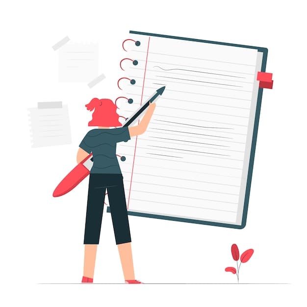 Illustration of a notebook and lesson planning