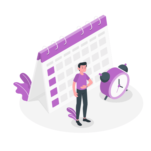 Illustration of moving dates on a calendar