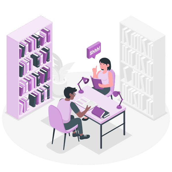 Illustration of a school resources library