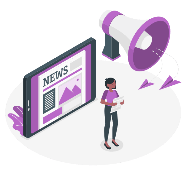 Illustration of an education news and social feed