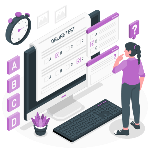 Illustration of students completing an online assessment