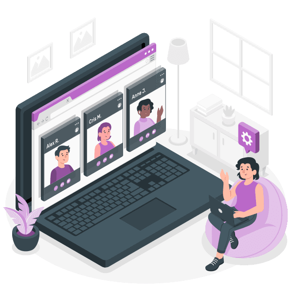 Illustration of teachers connecting online