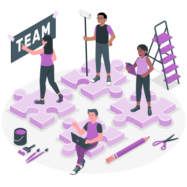 Illustration of teachers collaborating as a team