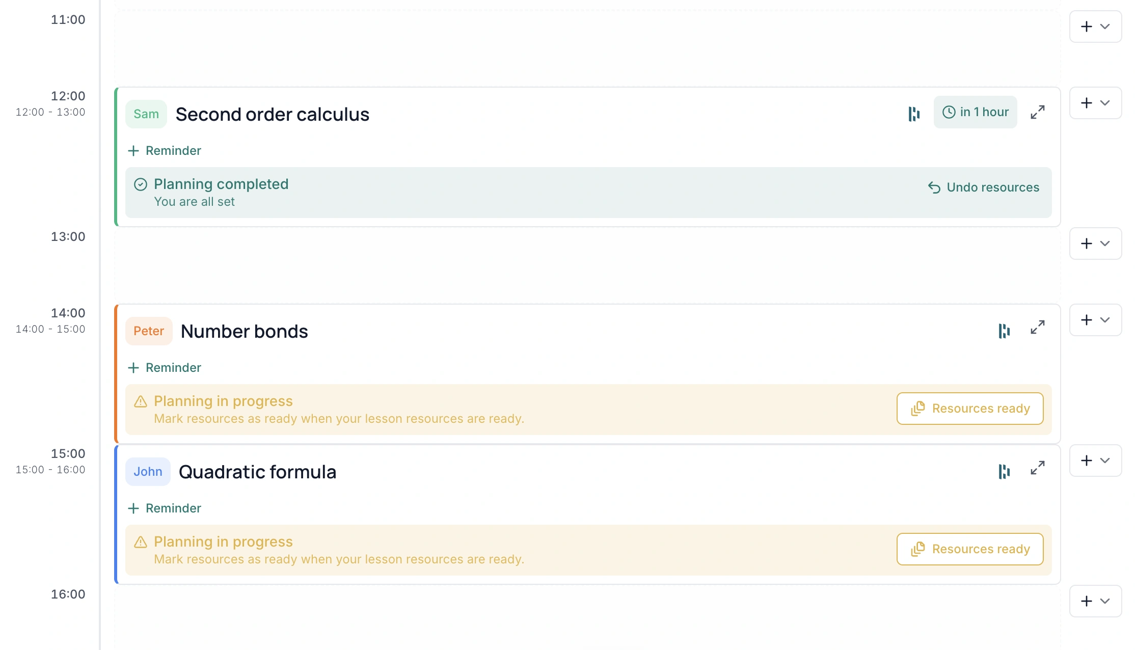 Qlix calendar - tutoring sessions by the hour
