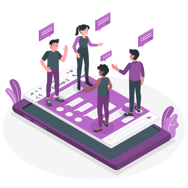Illustration of messaging between teachers families and students